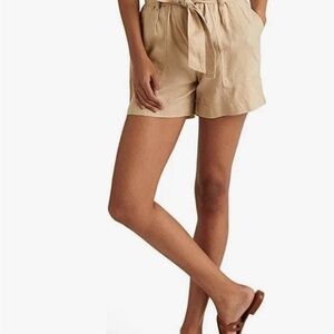 Lauren Ralph Lauren Women Tan Belted Linen High Rise Shorts Size 16